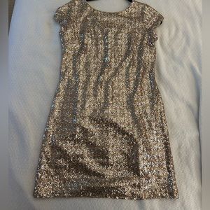 White House Black Market Gold Sequin dress, size small